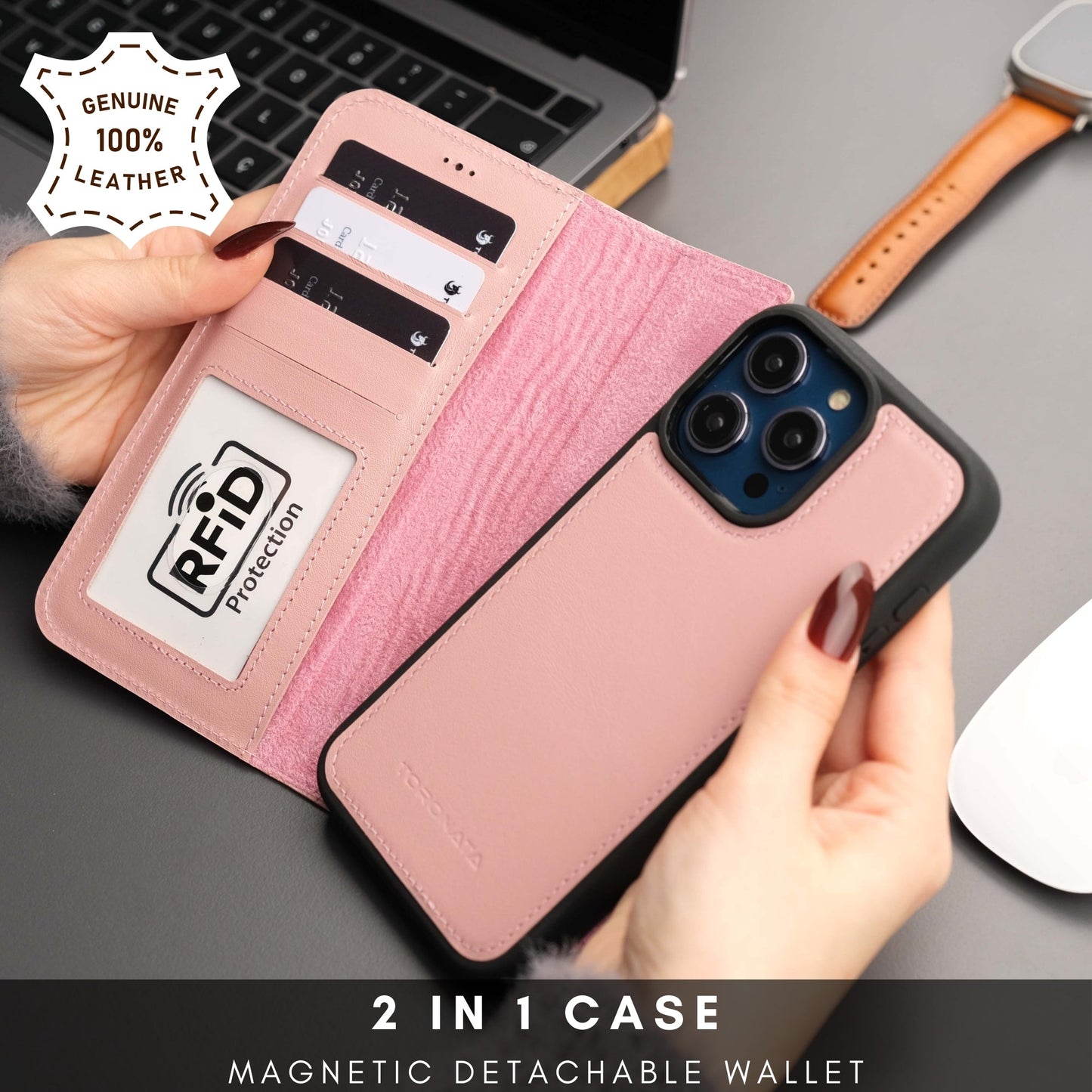 Casper Leather iPhone 15 Wallet Case | Detachable MagSafe Compatible RFID Protection - Concordia Style Boutique