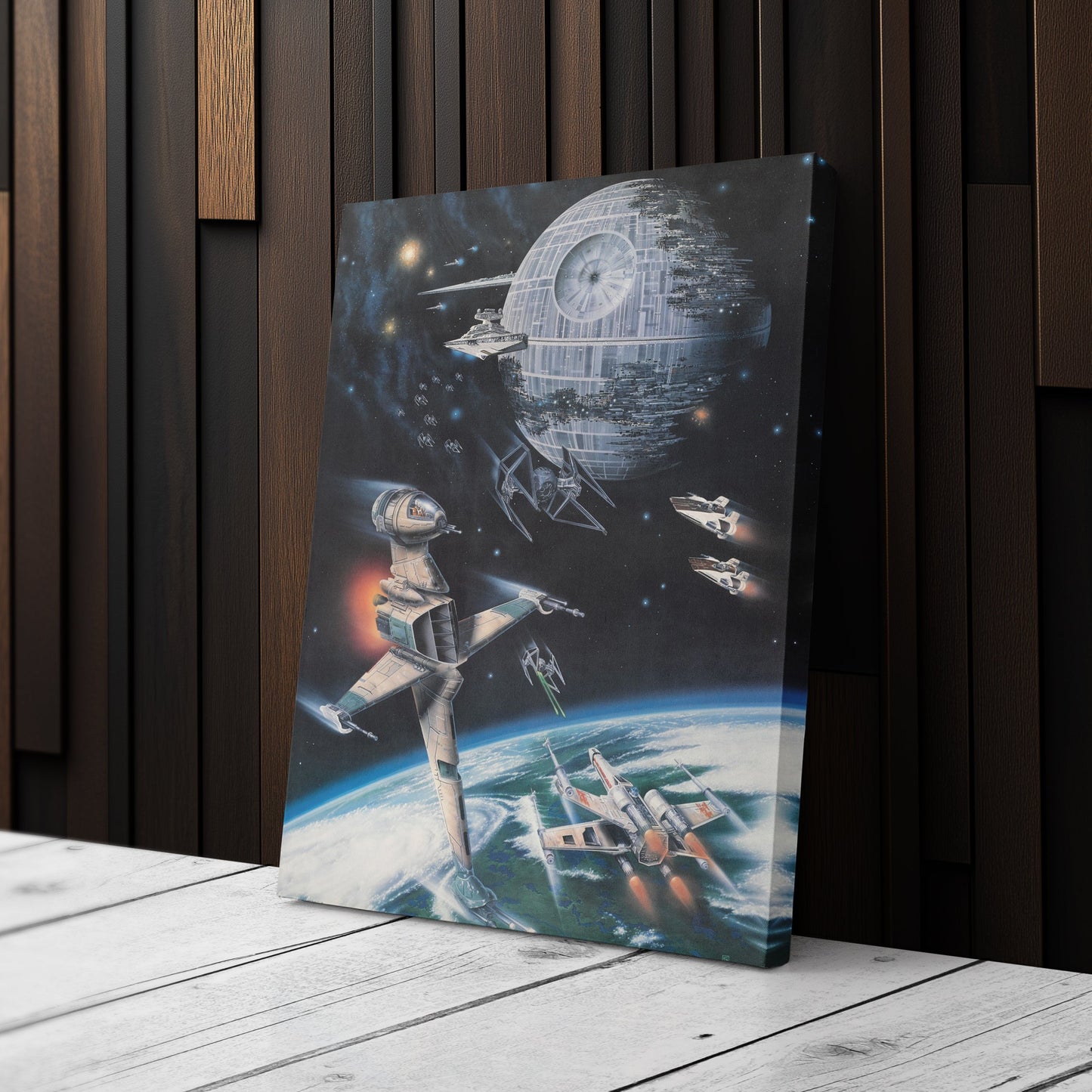 Death Star, Star Destroyer, Battle, TIE Interceptor Canvas Wall Art Decor - Star Wars Epic Art