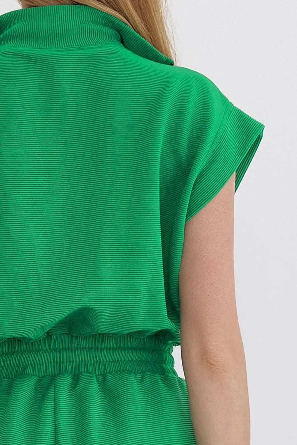 Drawstring Waist Half Zip Romper - Concordia Style Boutique