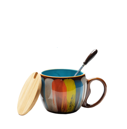 Creative ceramic cup milk cup water cup coffee cup breakfast cup couple cup to cup mug with lid spoon - Premium mug from erDouckan - Just $45.08! Shop now at Concordia Style Boutique
