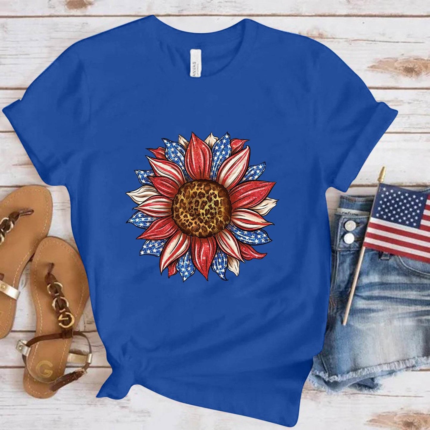 Americana Sunflower Short Sleeve T-shirt - Unisex - Concordia Style Boutique