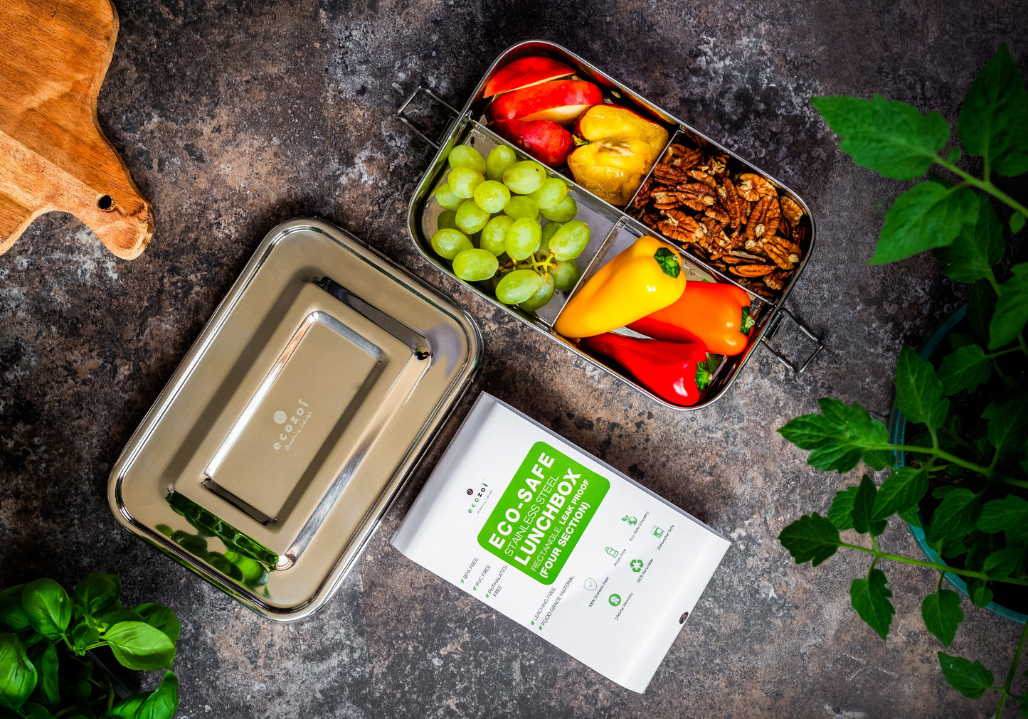 Stainless Steel Lunch Box, 4 Compartment Leak Proof, 50 Oz - Concordia Style Boutique