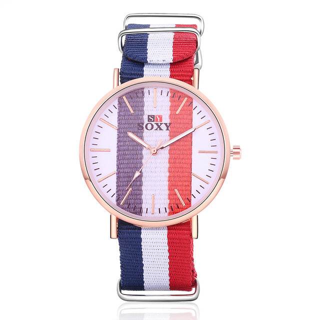Striped Unisex Watch - Nylon Strap - Concordia Style Boutique