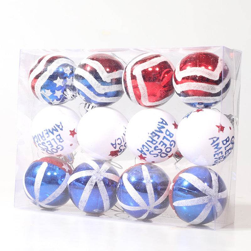American Independence Day Christmas Plastic Balls - Christmas Tree Decoration - Hand drawn Ball Set - Concordia Style Boutique