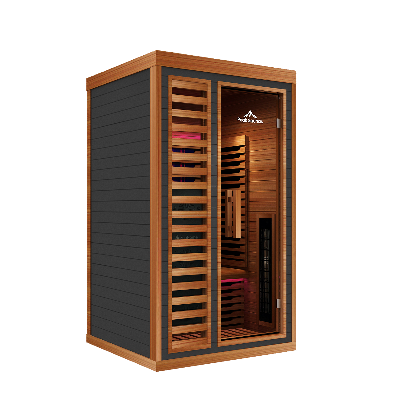 Peak Saunas Rainier 1-Person Full Spectrum Infrared Sauna with XL Medical-Grade Red Light Therapy & Smart WiFi App Control - Concordia Style Boutique