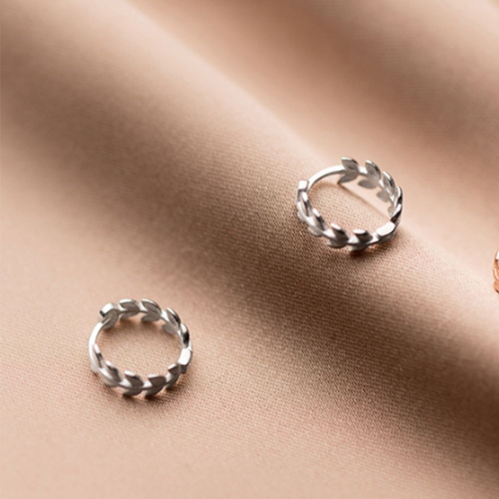 TINY OLIVE LEAVES HOOP EARRINGS (PAIR) - Concordia Style Boutique