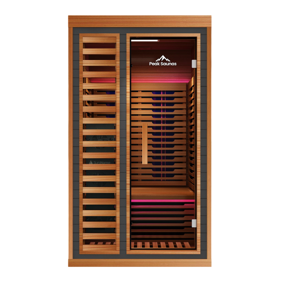 Peak Saunas Rainier 1-Person Full Spectrum Infrared Sauna with XL Medical-Grade Red Light Therapy & Smart WiFi App Control - Concordia Style Boutique