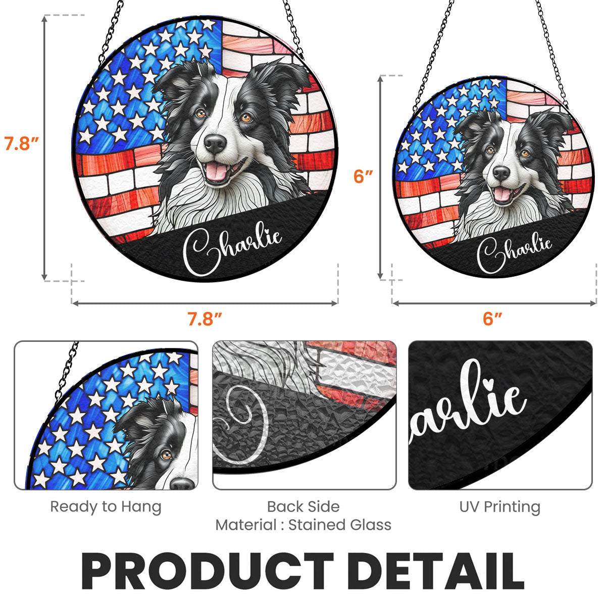 Personalized Custom Window Hanging Suncatcher - " Portrait Dog America" - Add Your Custom Photo - Personalized Gift - Premium Window Hanging Suncatcher from Concordia Style Boutique - Just $31.94! Shop now at Concordia Style Boutique