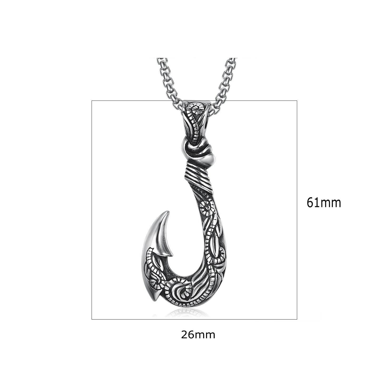 Vintage Stainless Steel Ocean Romance Fish Hook Titanium Steel Pendant - Concordia Style Boutique