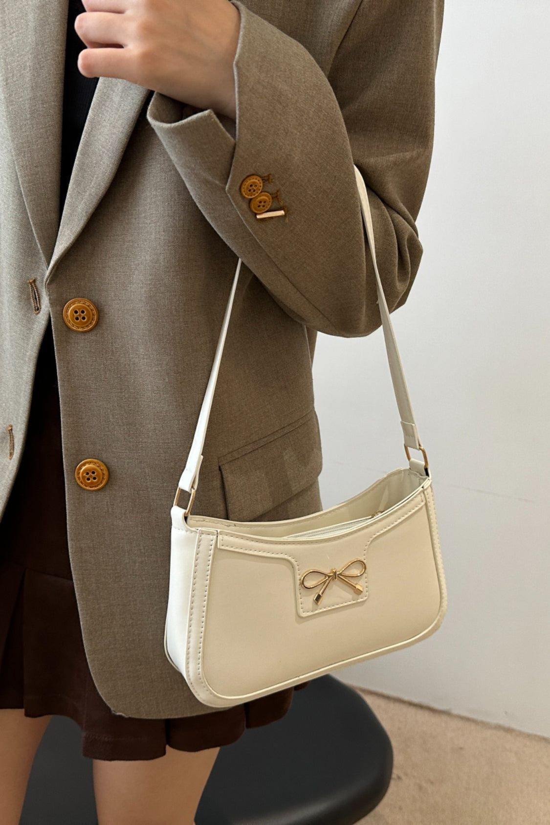 Bow Trim PU Leather Shoulder Bag - Premium Shoulder Bag from Concordia Style Boutique - Just $18.68! Shop now at Concordia Style Boutique