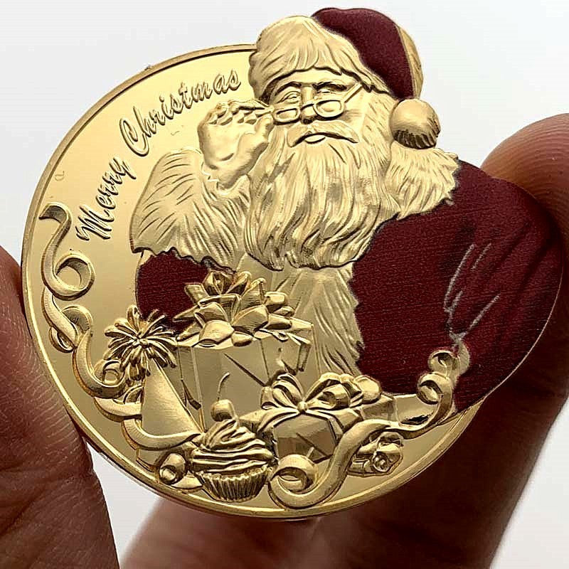 Silver Plated Commemorative Coin Badge Of Santa Claus - Concordia Style Boutique