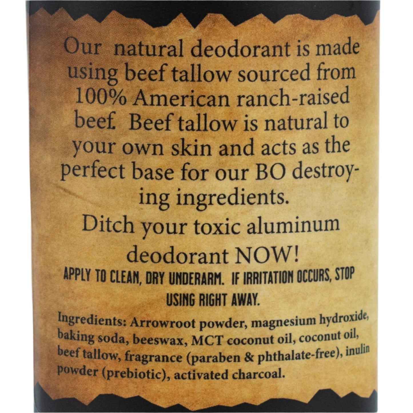 Aluminum-Free Cow Town Beef Tallow Deodorant | Pack of 2 | 2.75 oz | Wild Ass Soap