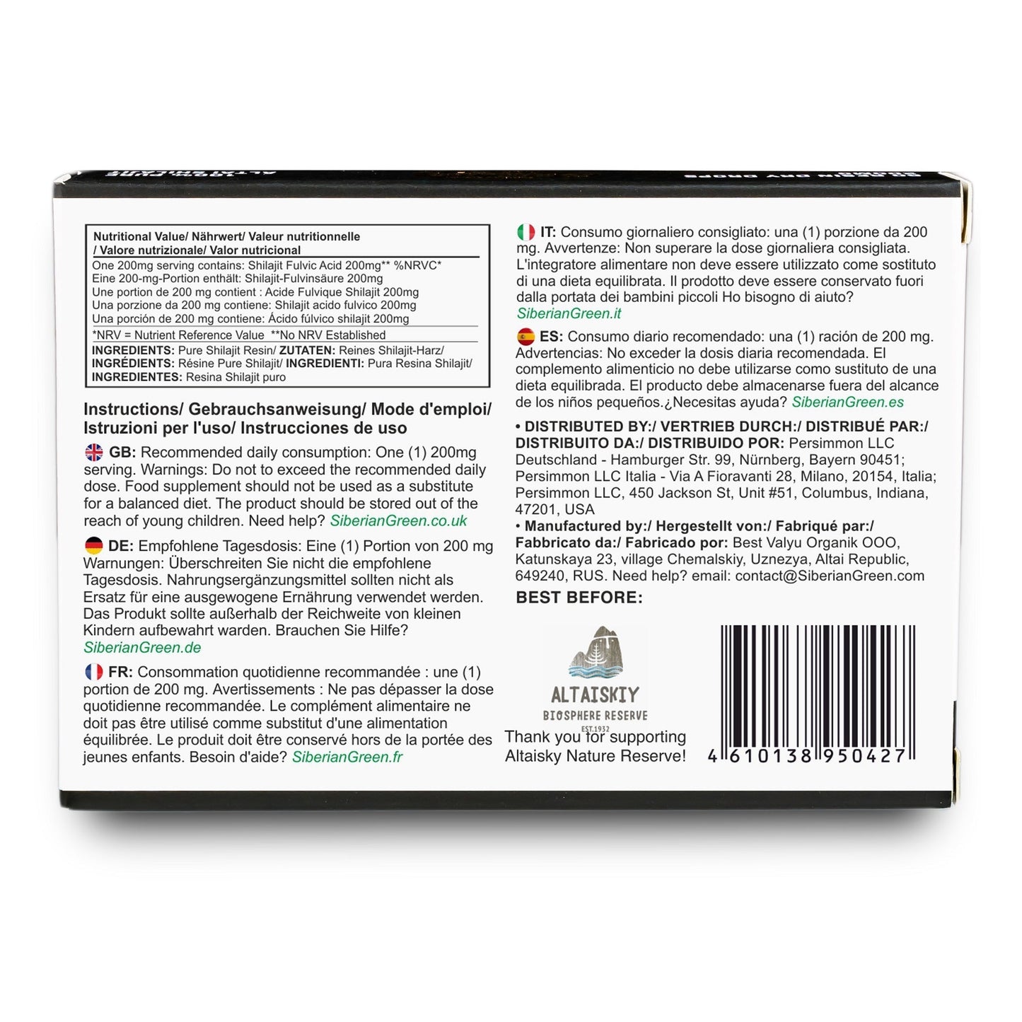 Shilajit 120 Dry Drops: Altai Golden Mountains Shilajit by Siberian Green - Concordia Style Boutique