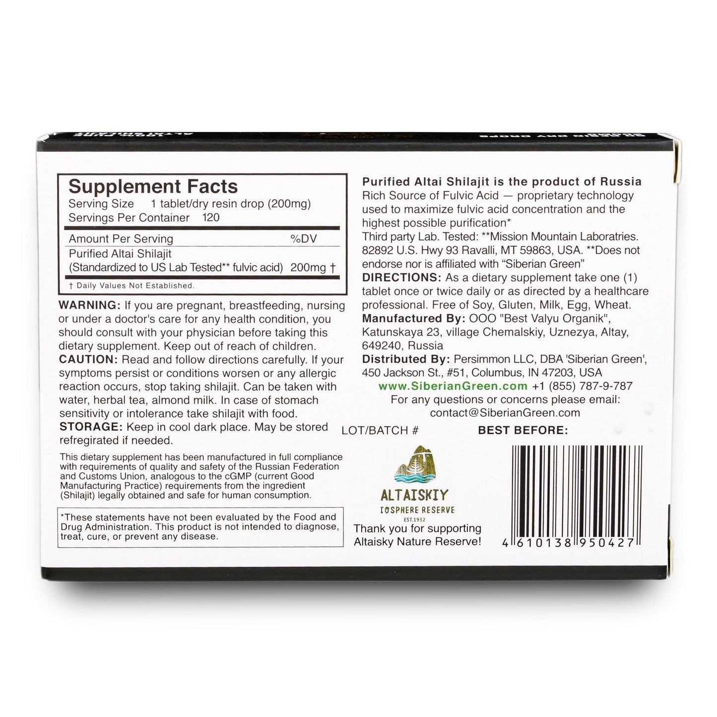 Shilajit 120 Dry Drops: Altai Golden Mountains Shilajit by Siberian Green - Concordia Style Boutique