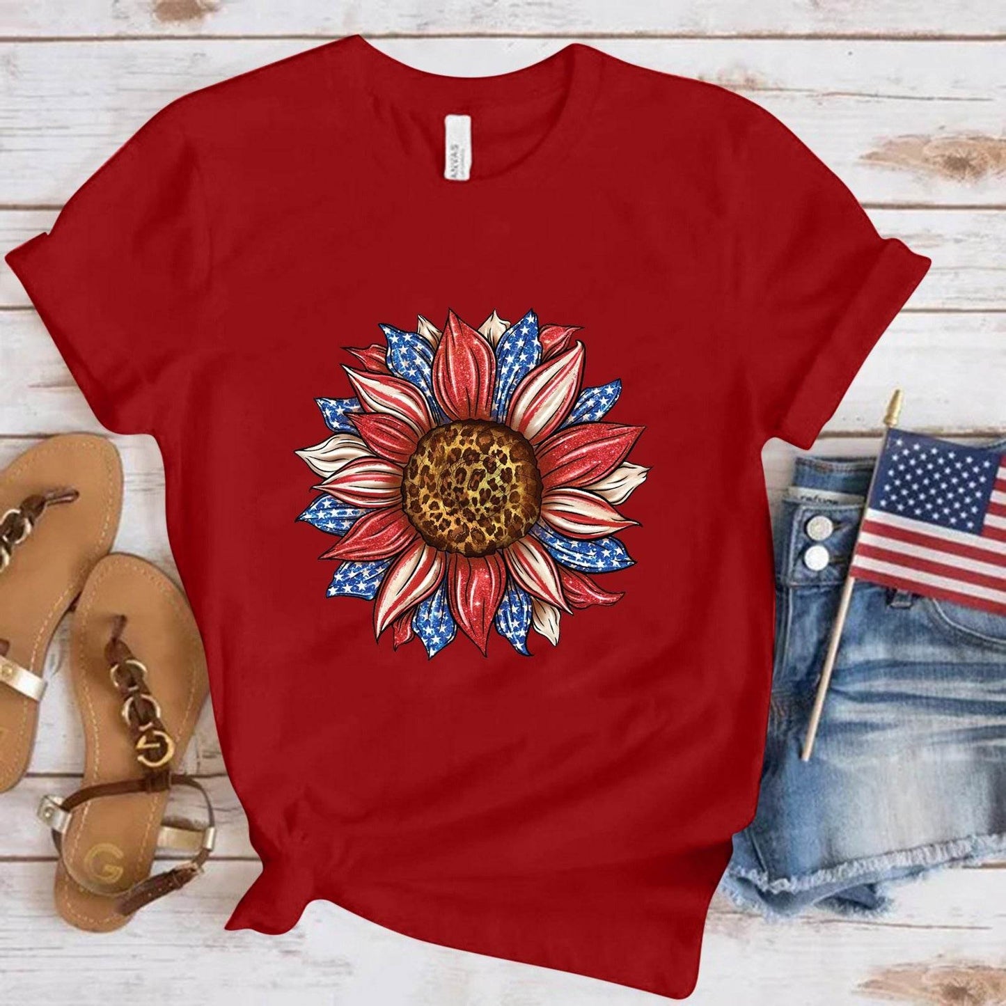Americana Sunflower Short Sleeve T-shirt - Unisex - Concordia Style Boutique