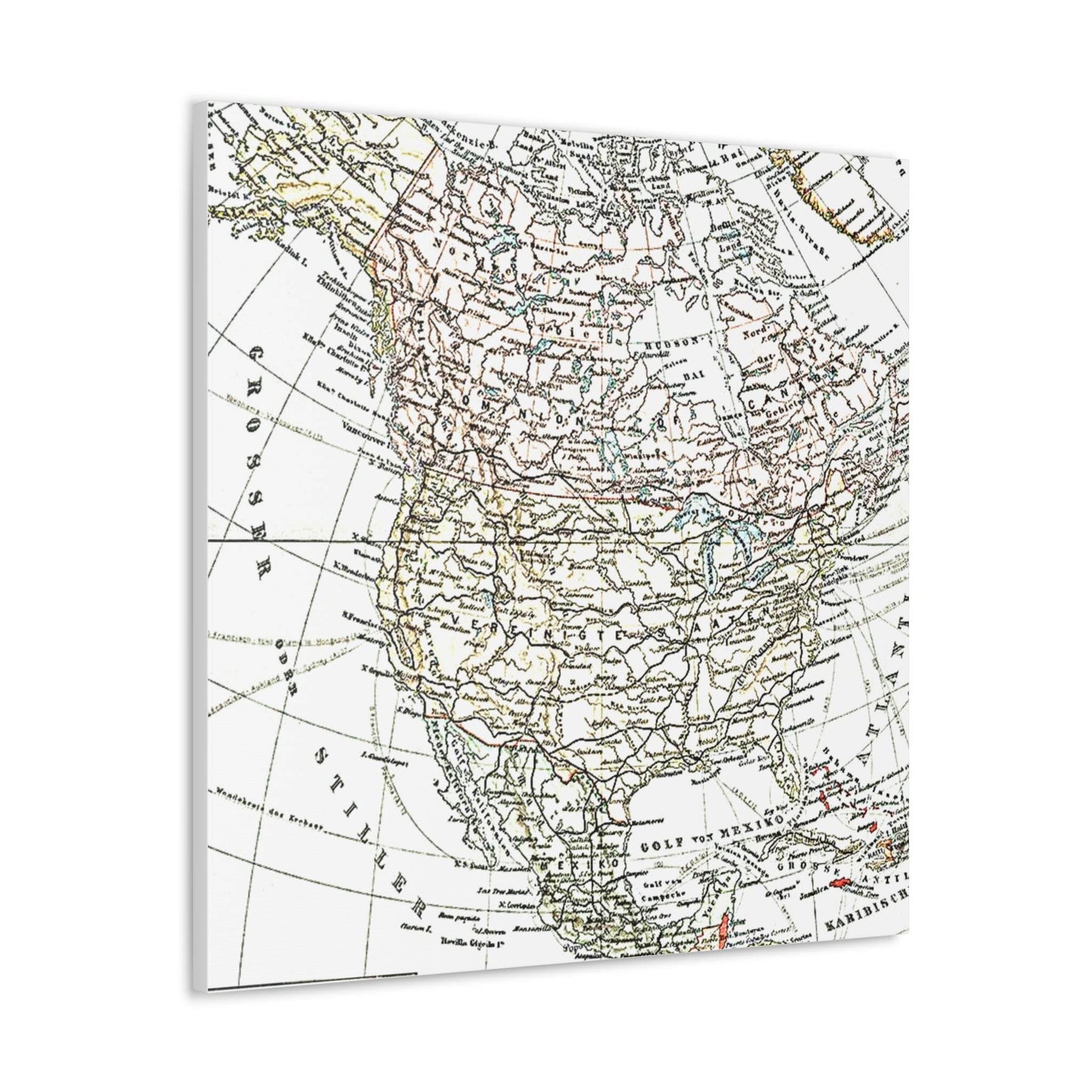 Vintage Map Canvas Print - Classic North America Wall Art - Concordia Style Boutique