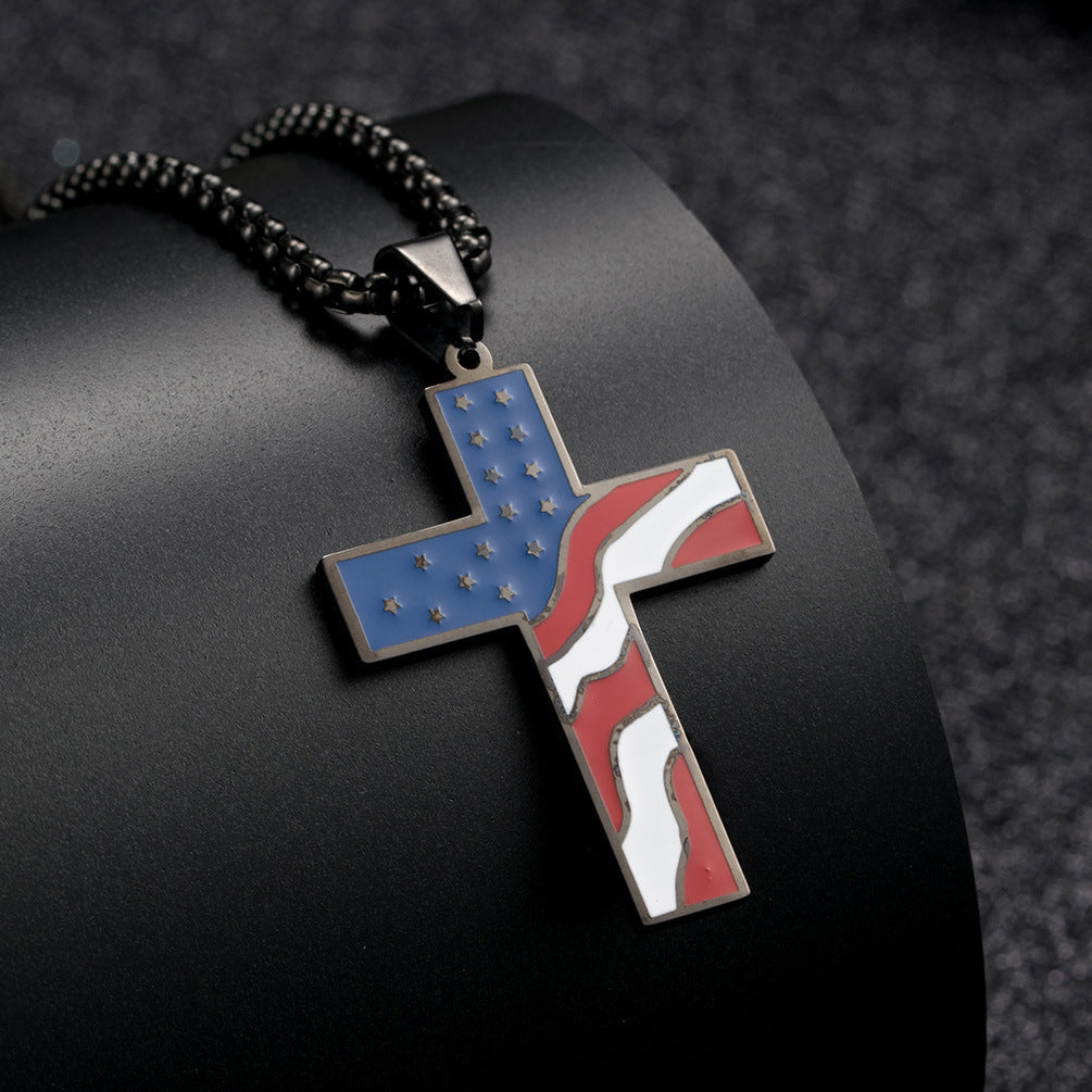 Flag & Cross Necklace - Concordia Style Boutique