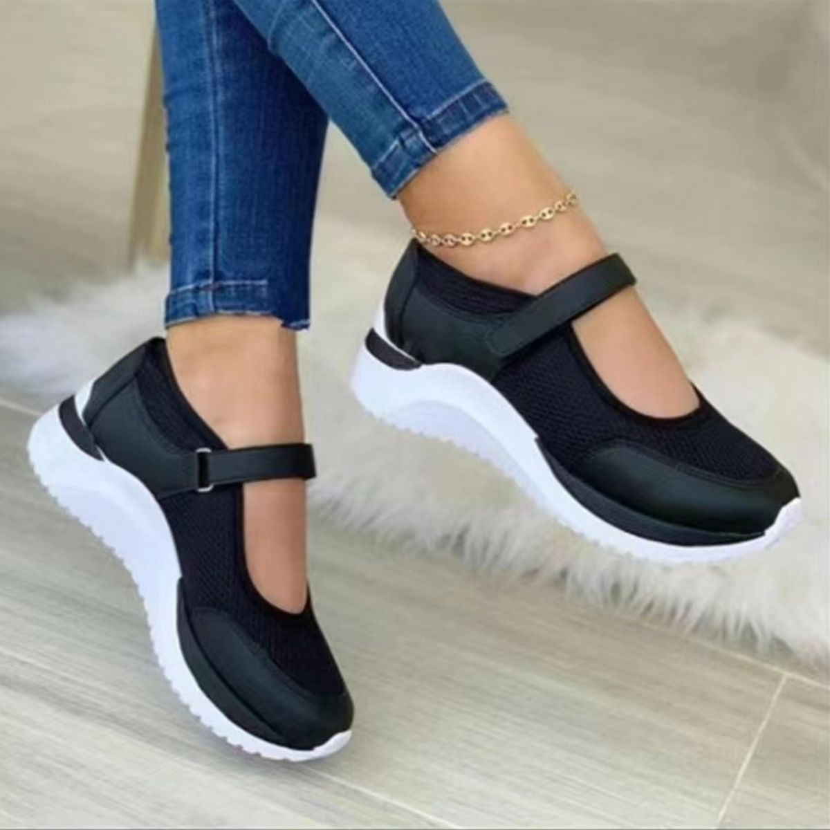 Velcro Strap Round-Toe Wedge Sneakers - Premium Shoes from Concordia Style Boutique - Just $26.20! Shop now at Concordia Style Boutique