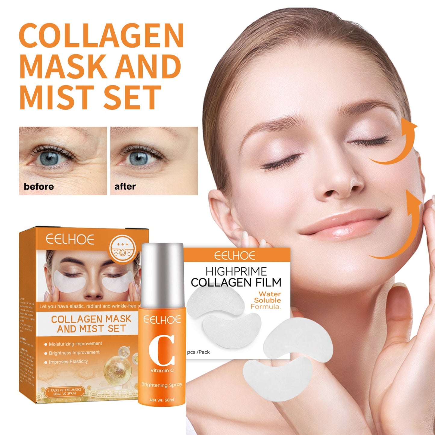 Collagen Eye Mask Spray Set - Anti aging, anti wrinkle, and anti aging collagen - Hydrating and moisturizing - Premium Eye Mask Spray Set from Concordia Style Boutique - Just $13.76! Shop now at Concordia Style Boutique