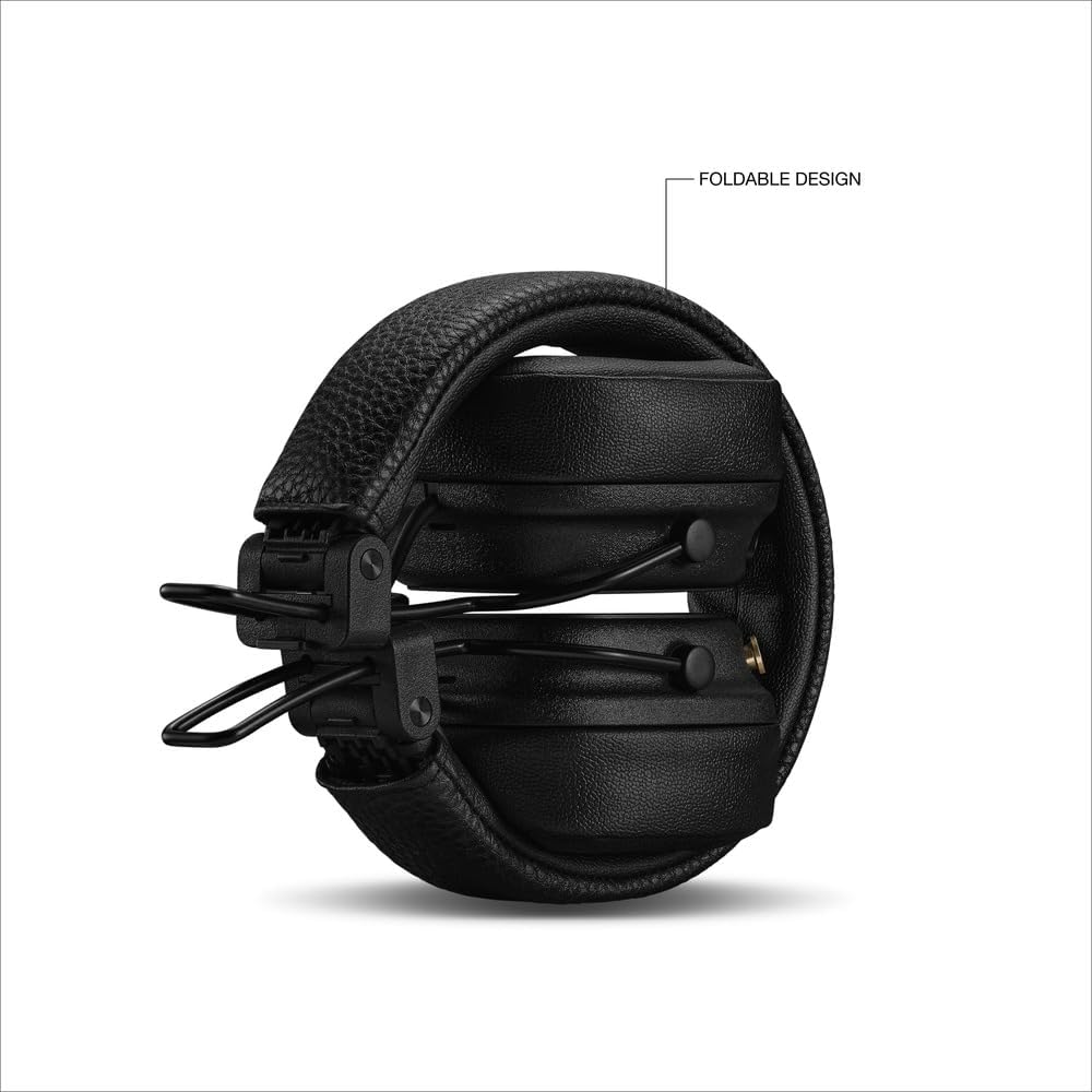 Marshall Major V Bluetooth On‑Ear Headphones – 100+ Hours Playtime, Wireless Charging, Rugged Foldable Design