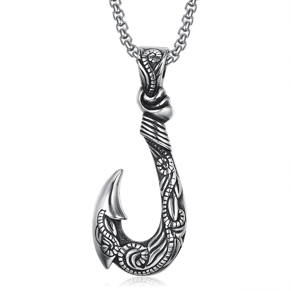 Vintage Stainless Steel Ocean Romance Fish Hook Titanium Steel Pendant - Premium Castor Oil from erDouckan - Just $8.74! Shop now at Concordia Style Boutique