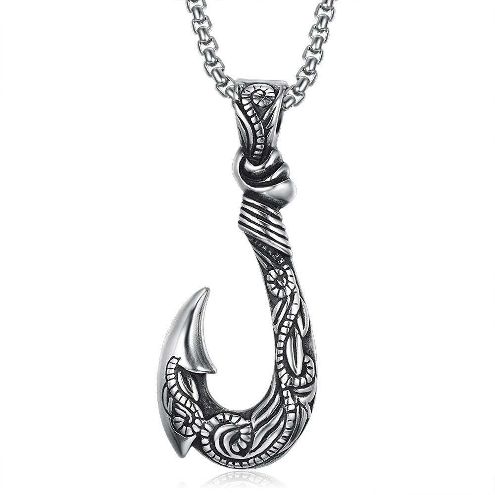 Vintage Stainless Steel Ocean Romance Fish Hook Titanium Steel Pendant - Concordia Style Boutique