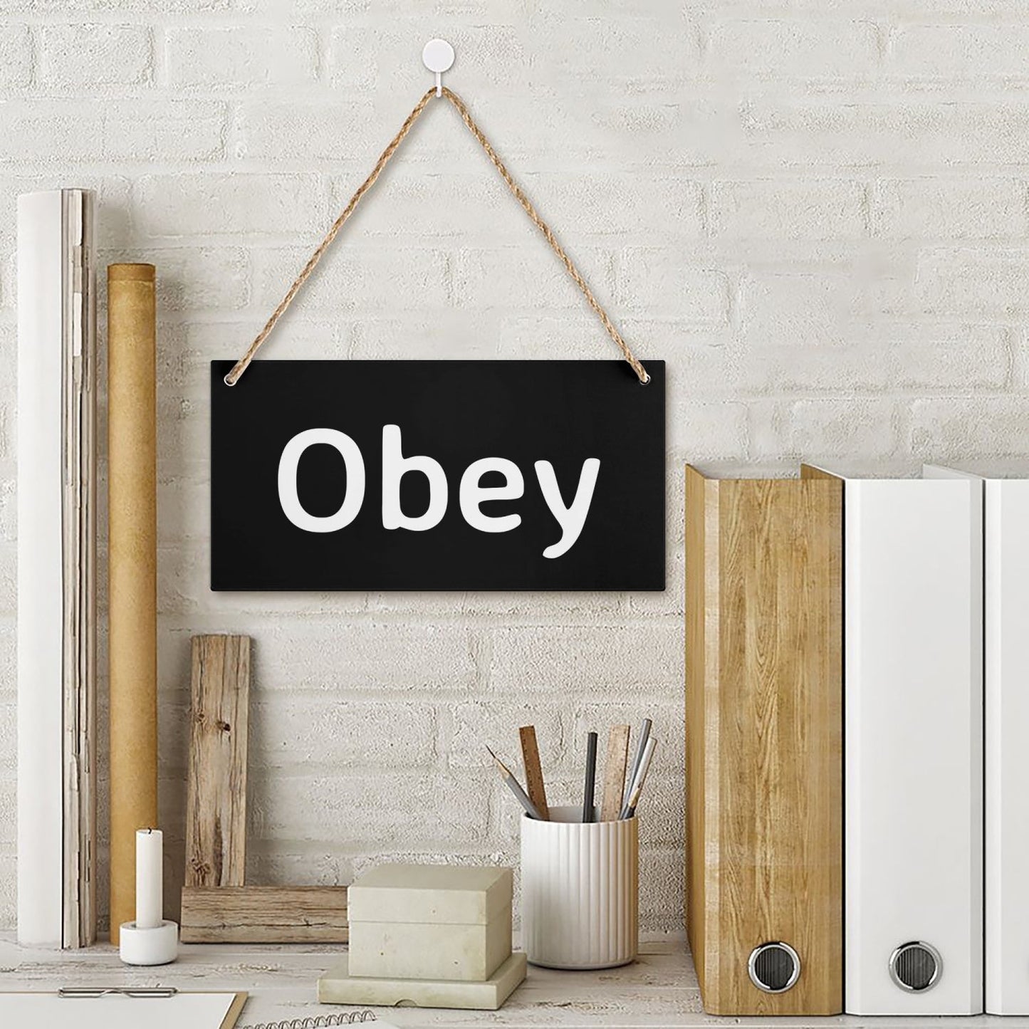 Wooden Door Plate - Obey - Concordia Style Boutique