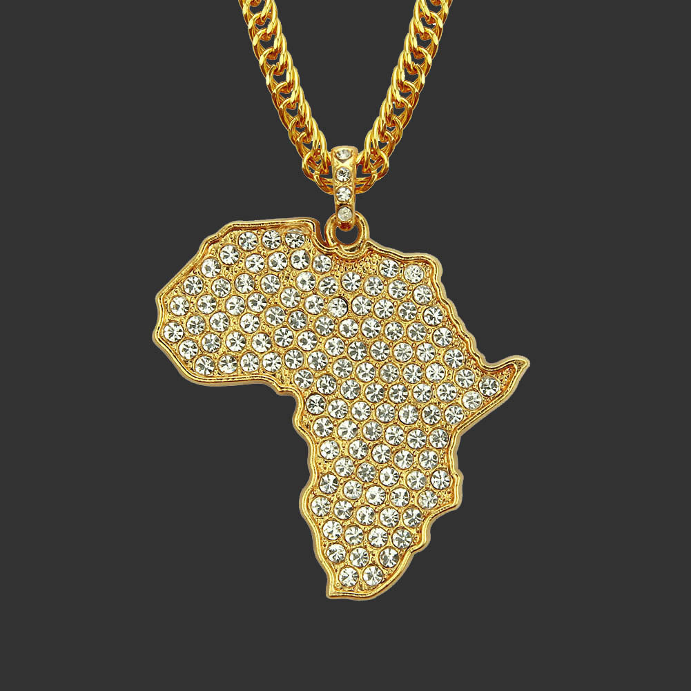 Africa Map Necklace Full Diamond Pendant - Premium Castor Oil from erDouckan - Just $20! Shop now at Concordia Style Boutique