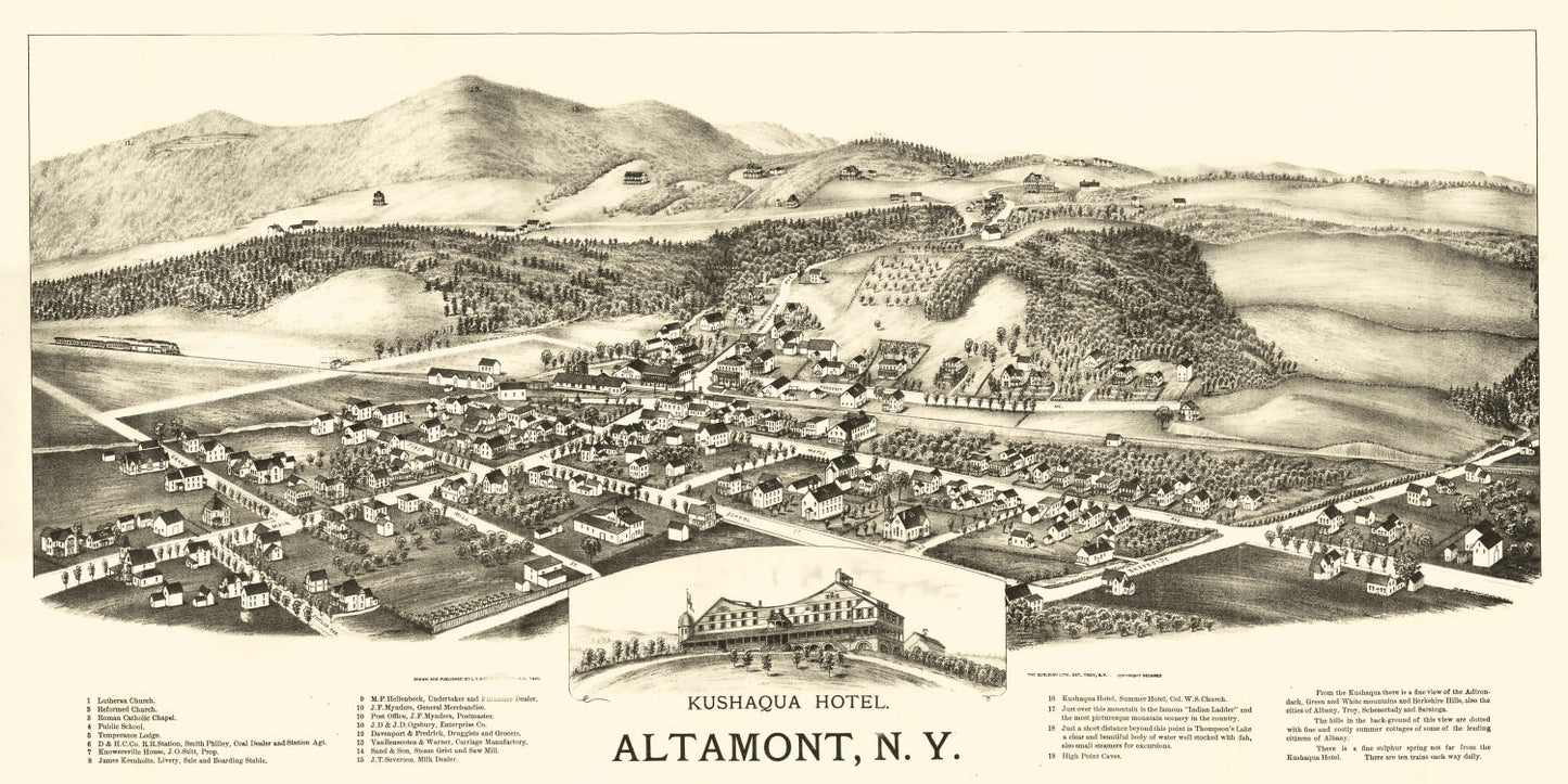 Vintage Map of Altamont, New York 1890 - Concordia Style Boutique
