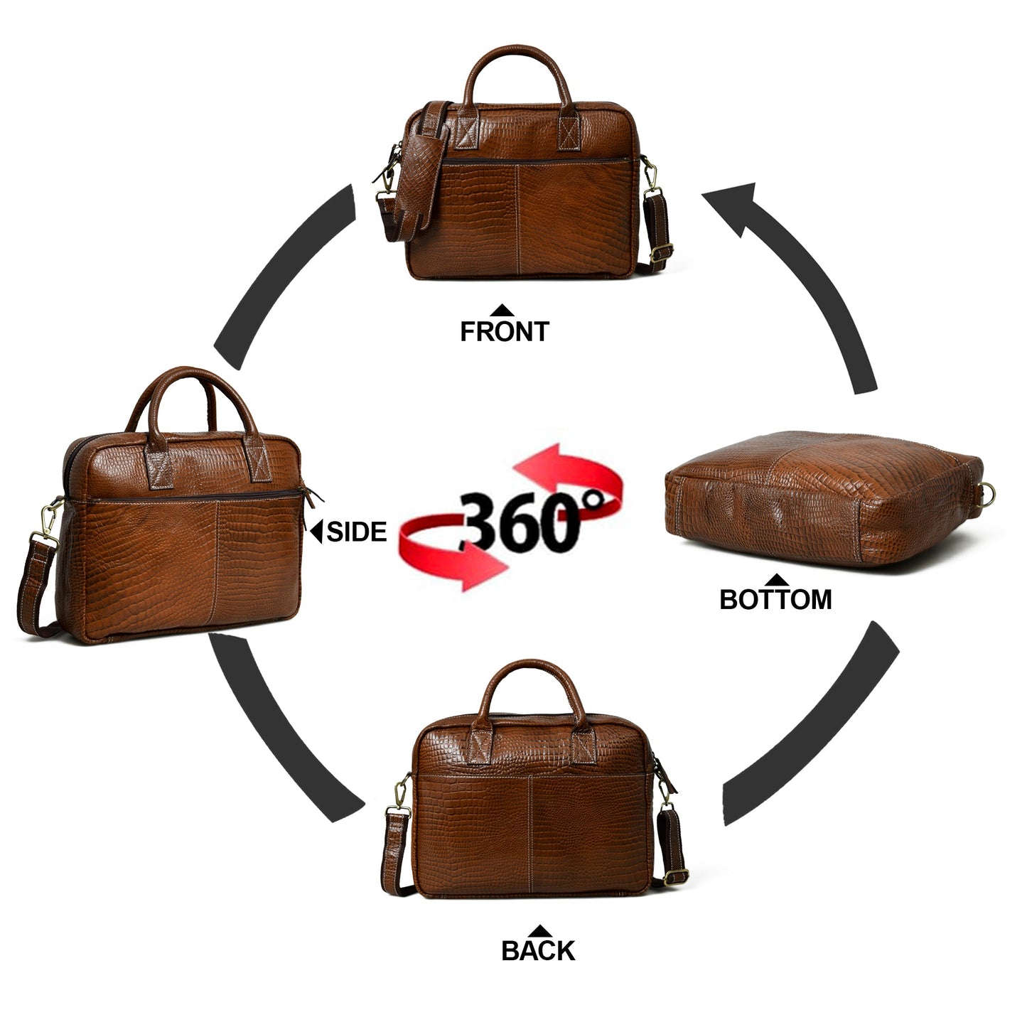 Laurent Leather Briefcase- Brown - Concordia Style Boutique