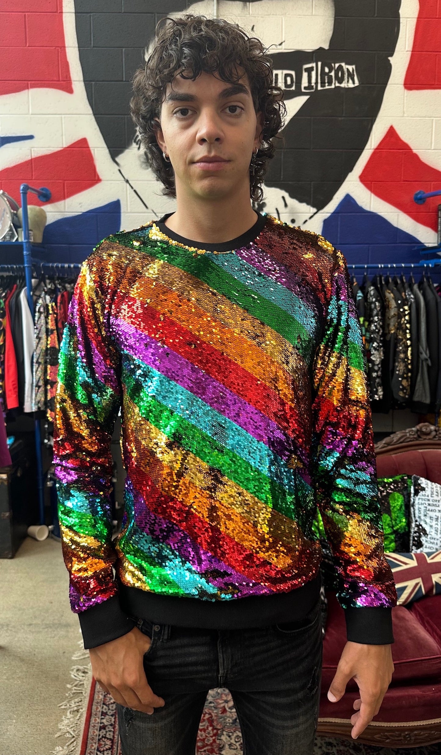 "Any Old Iron" - Mens Golden Rainbow Sweatshirt - Premium Clothing from Any Old Iron - Just $190! Shop now at Concordia Style Boutique