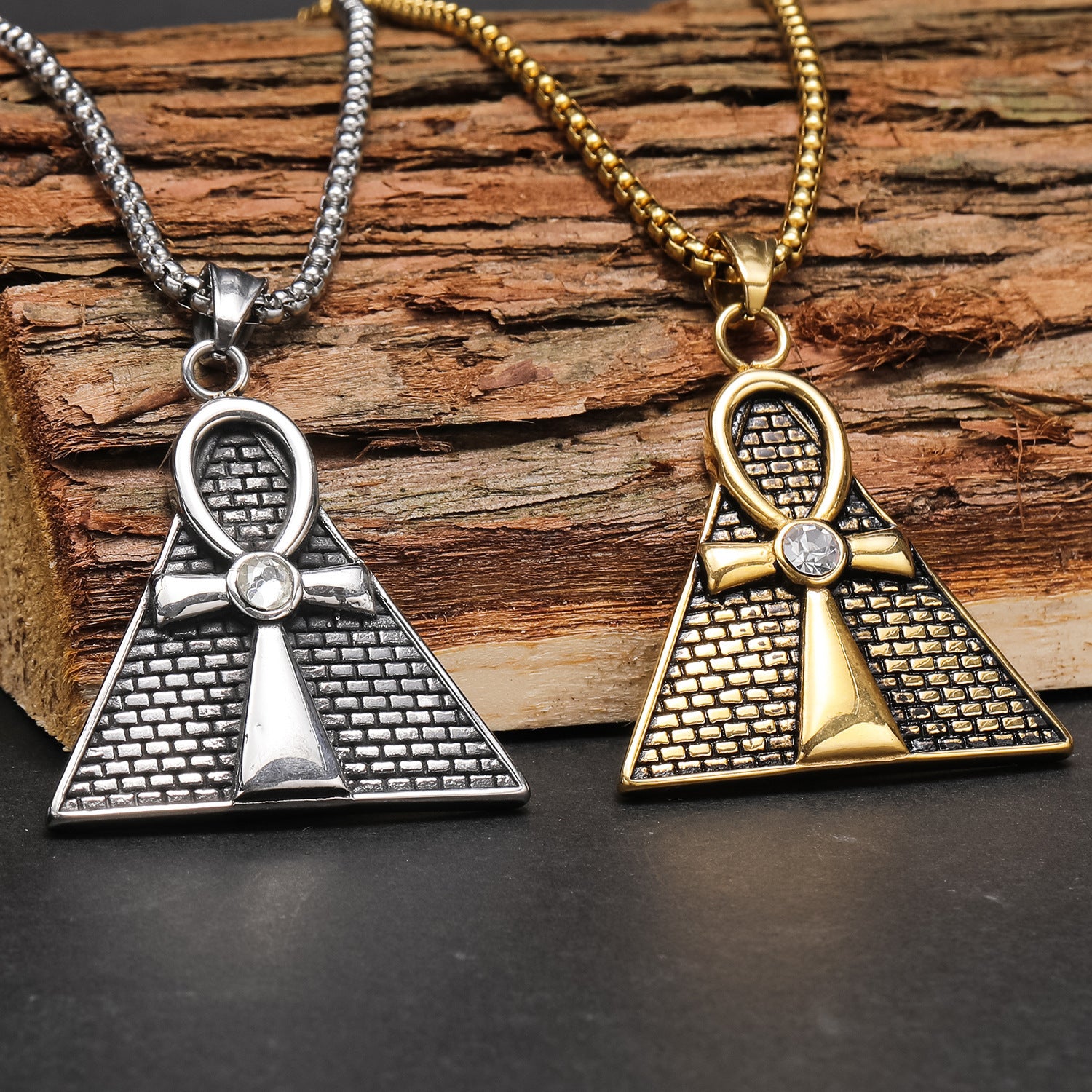 Hip Hop Ancient Egypt Horus Eye Pyramid Male Pendant Personality Cross Titanium Steel Necklace - Concordia Style Boutique