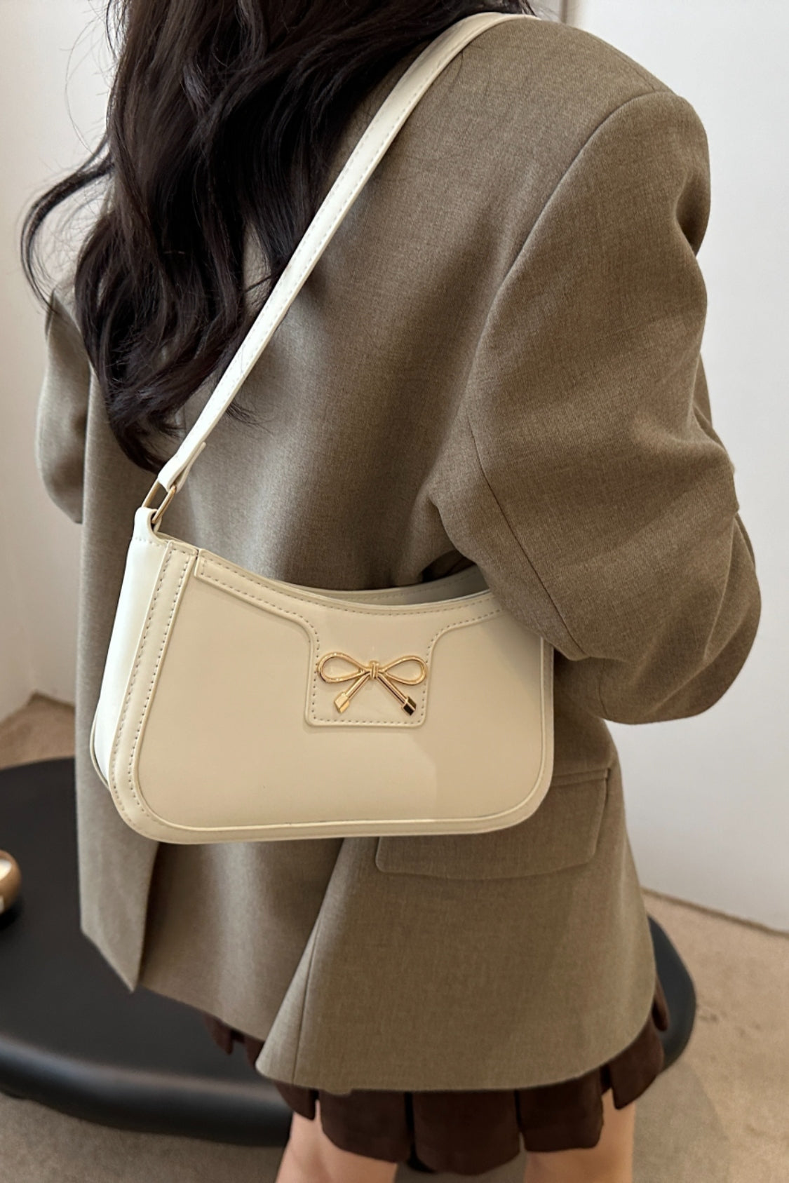 Bow Trim PU Leather Shoulder Bag - Premium Shoulder Bag from Concordia Style Boutique - Just $18.68! Shop now at Concordia Style Boutique