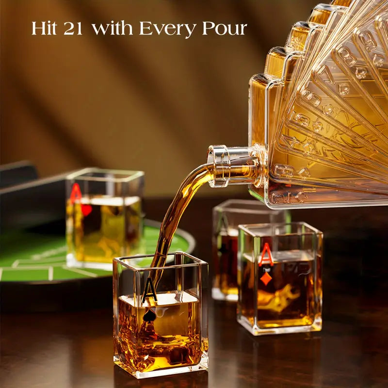 Poker Night Whiskey Decanter Set