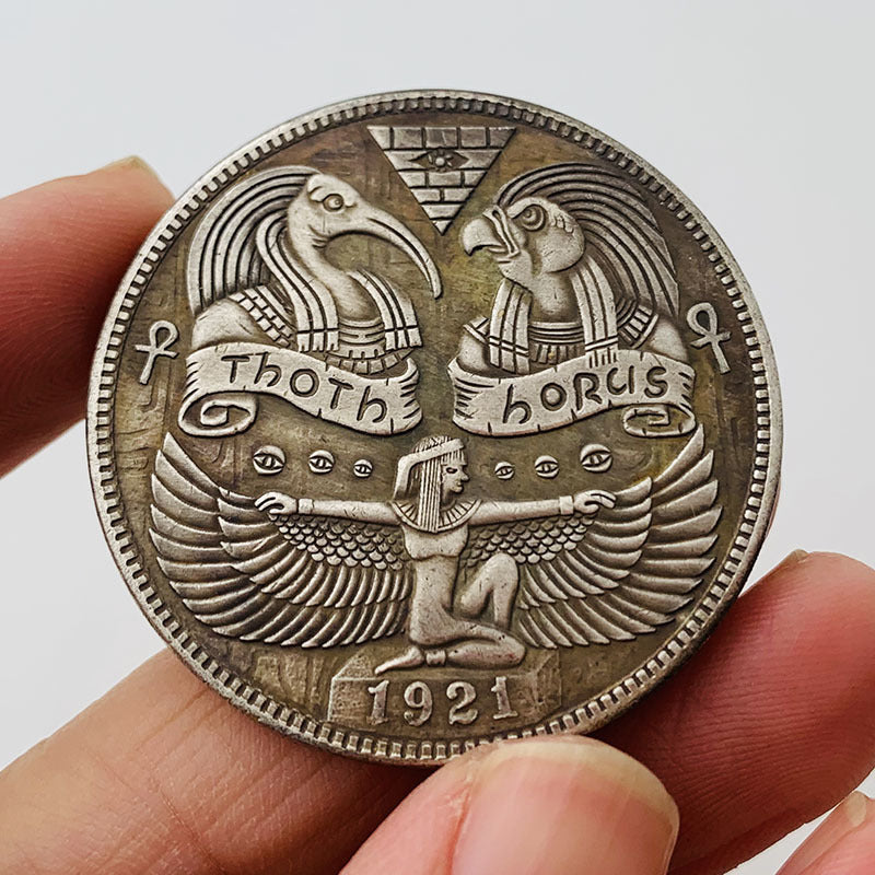 American Eagle/ Toth/ Horus/ Pyramid Brass Novelty Coin - Concordia Style Boutique