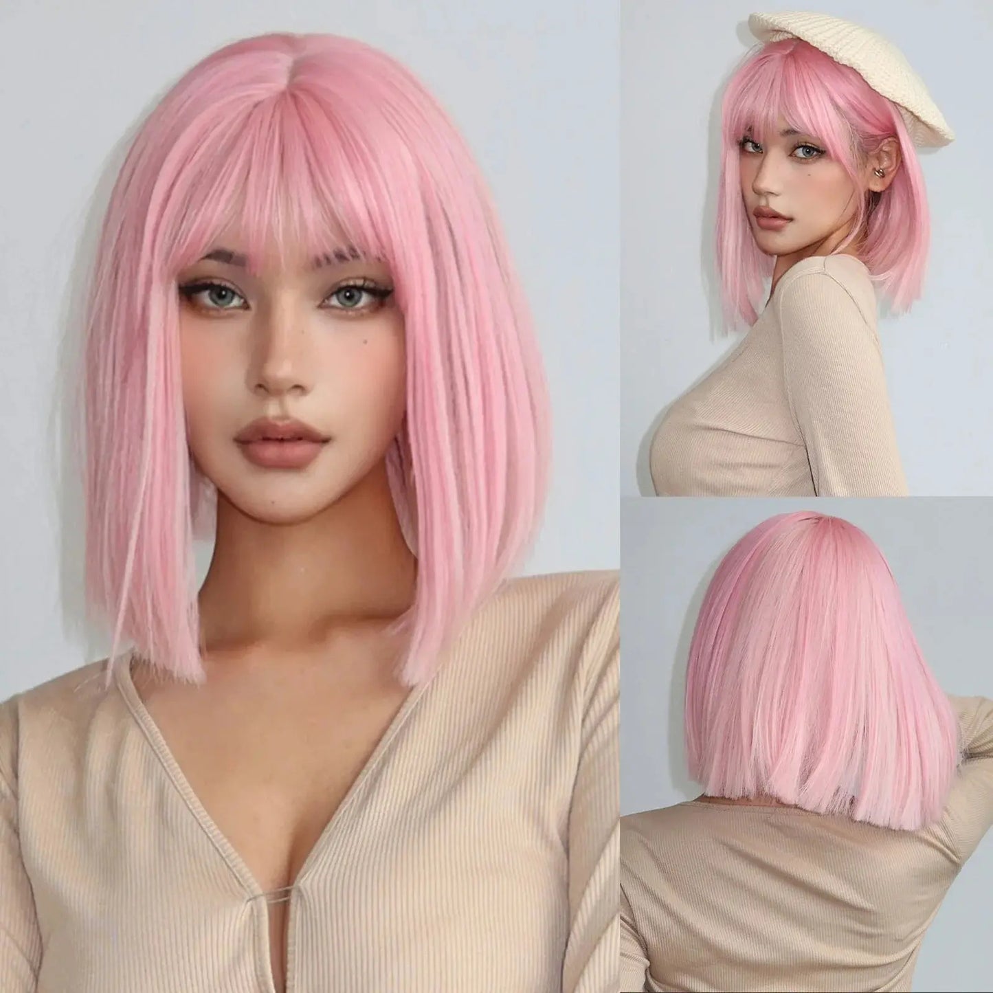 Qi Bangs Bobhaircut Wig - Bobo Short Straight - High Temperature Chemical Fiber Silk - Concordia Style Boutique