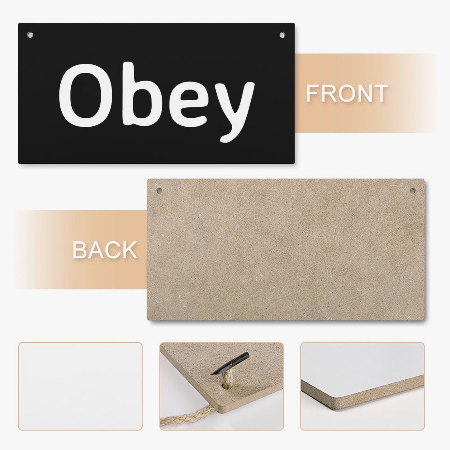 Wooden Door Plate - Obey - Concordia Style Boutique