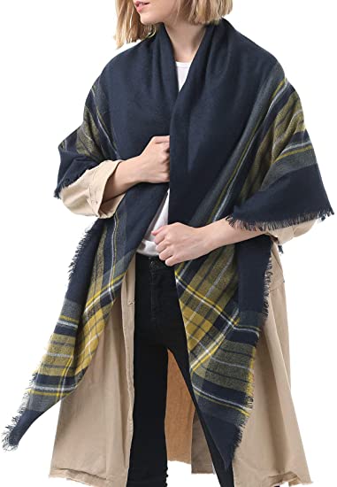 Women’s Yellow and Blue Plaid Scarf – Cozy, Stylish, and Versatile for Fall & Winter - Concordia Style Boutique