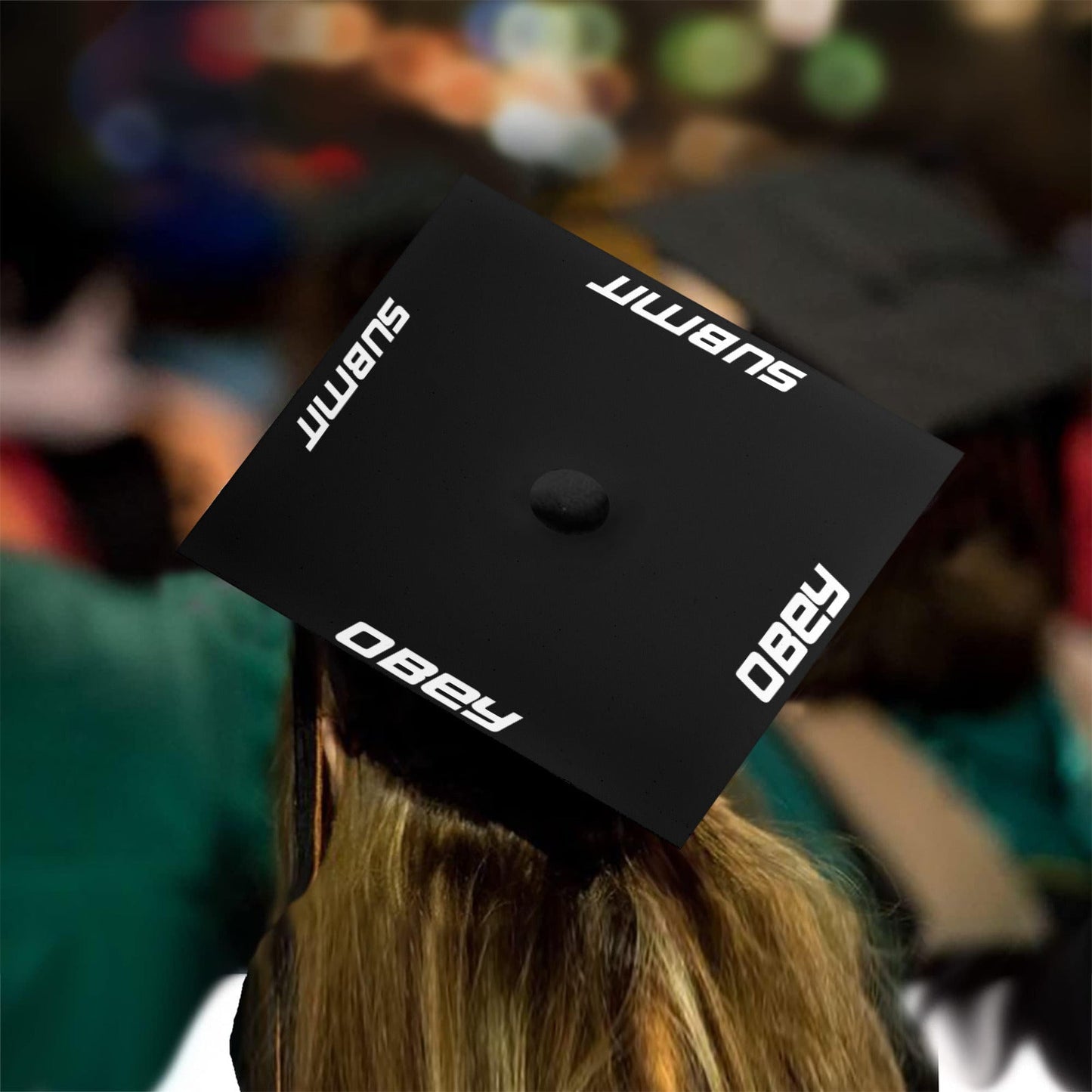 "Obey" - Graduation Cap Topper - Premium Graduation Cap Topper from Concordia Style Boutique - Just $36.98! Shop now at Concordia Style Boutique