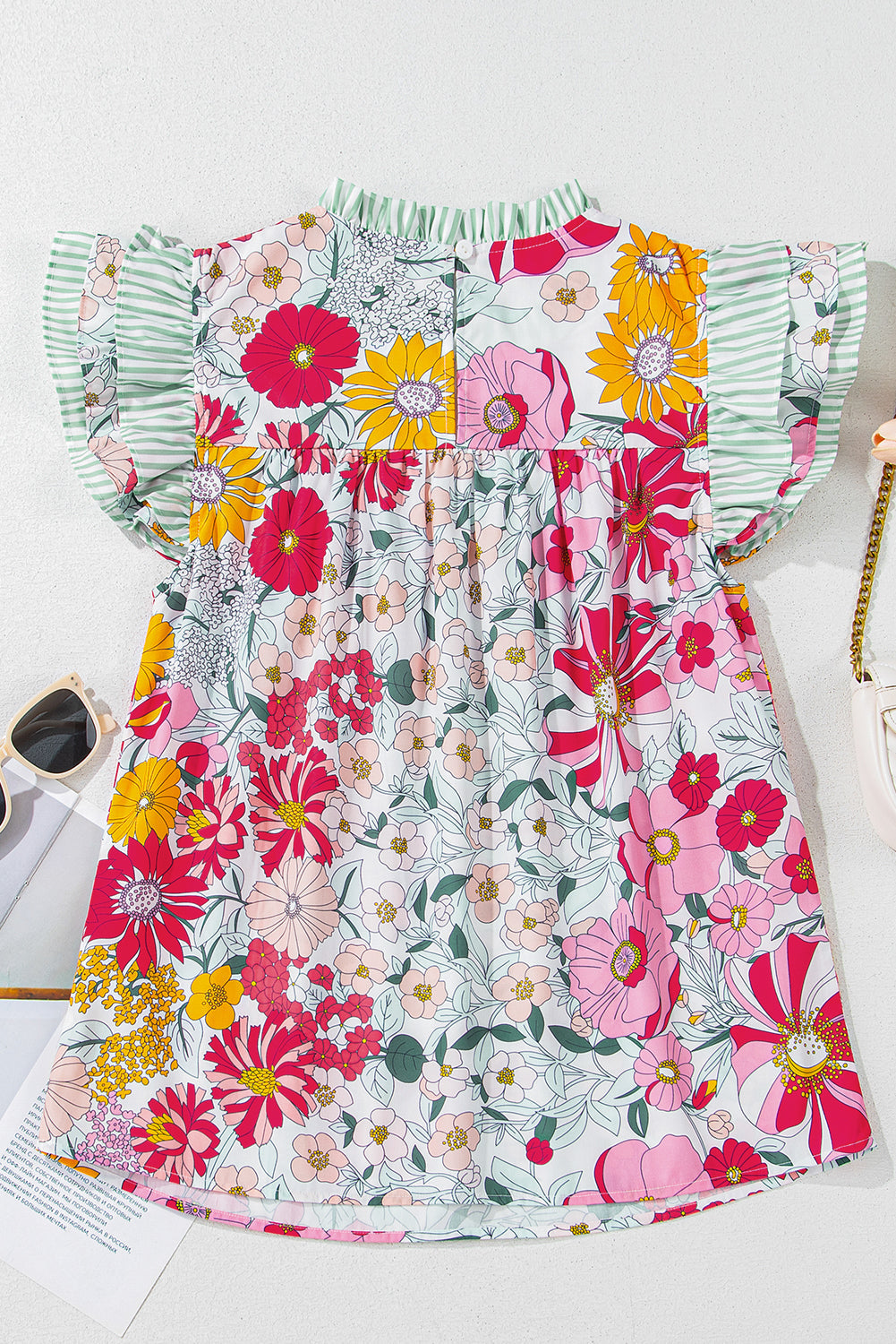 Anne Floral Ruffle Trim Short Sleeve Blouse - Concordia Style Boutique