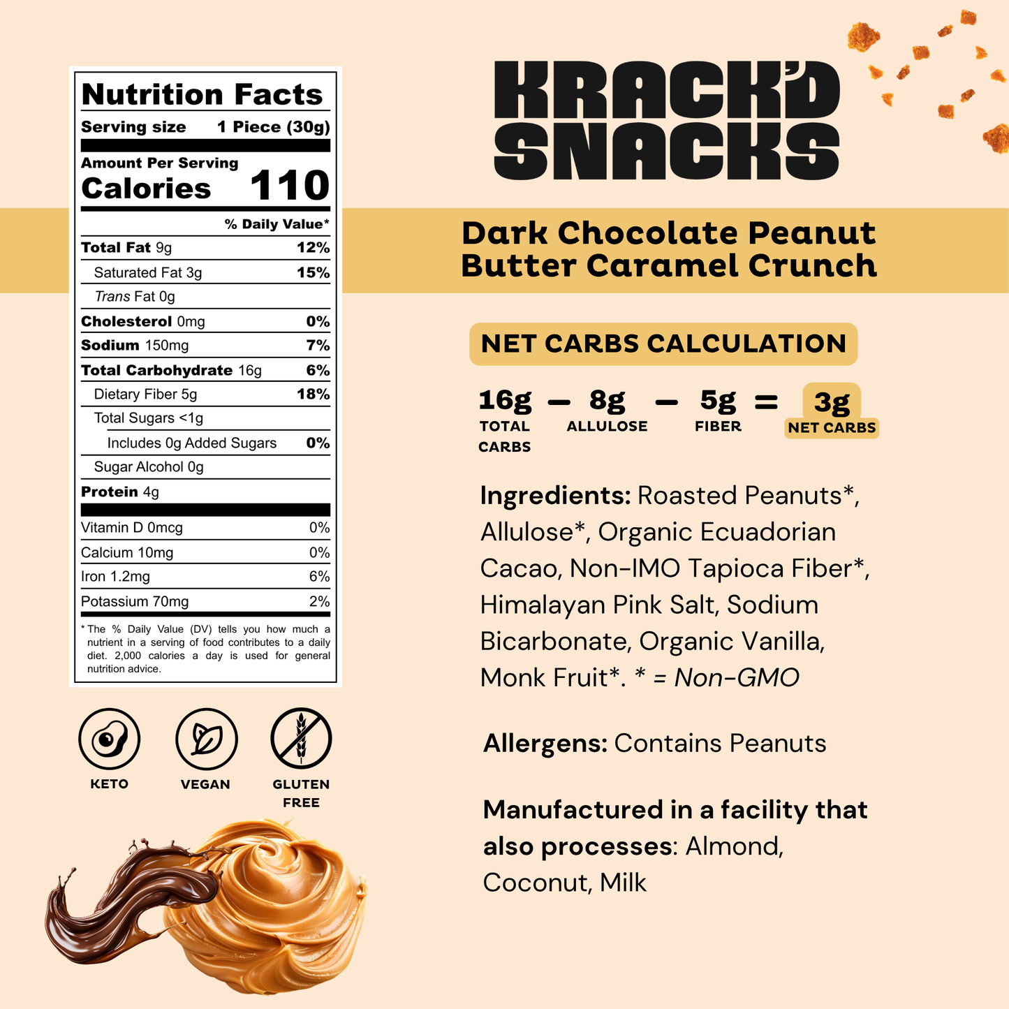 Dark Chocolate Peanut Butter Caramel Crunch (Keto | Vegan) - Concordia Style Boutique
