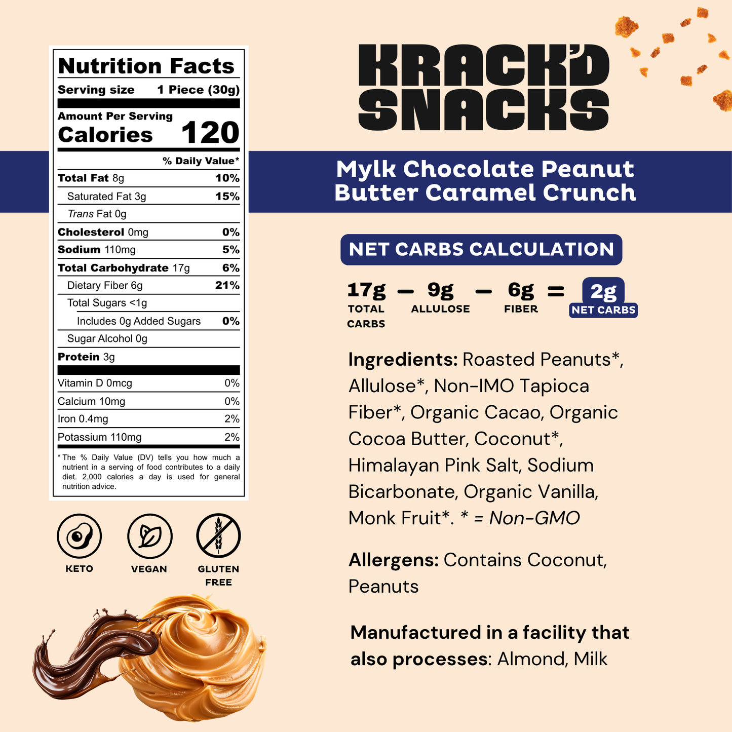 Milk Chocolate Peanut Butter Caramel Crunch (Keto | Vegan) - Concordia Style Boutique