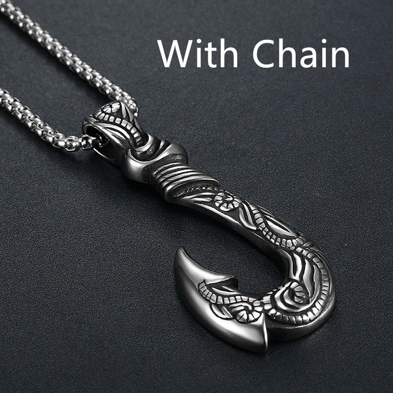Vintage Stainless Steel Ocean Romance Fish Hook Titanium Steel Pendant - Premium Castor Oil from erDouckan - Just $8.74! Shop now at Concordia Style Boutique