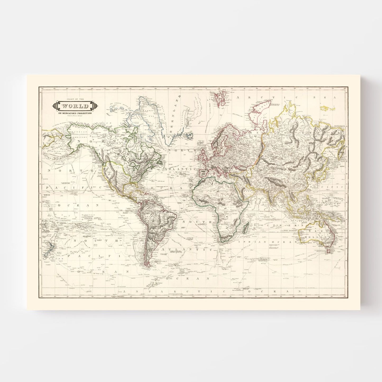 Vintage World Map 1841
