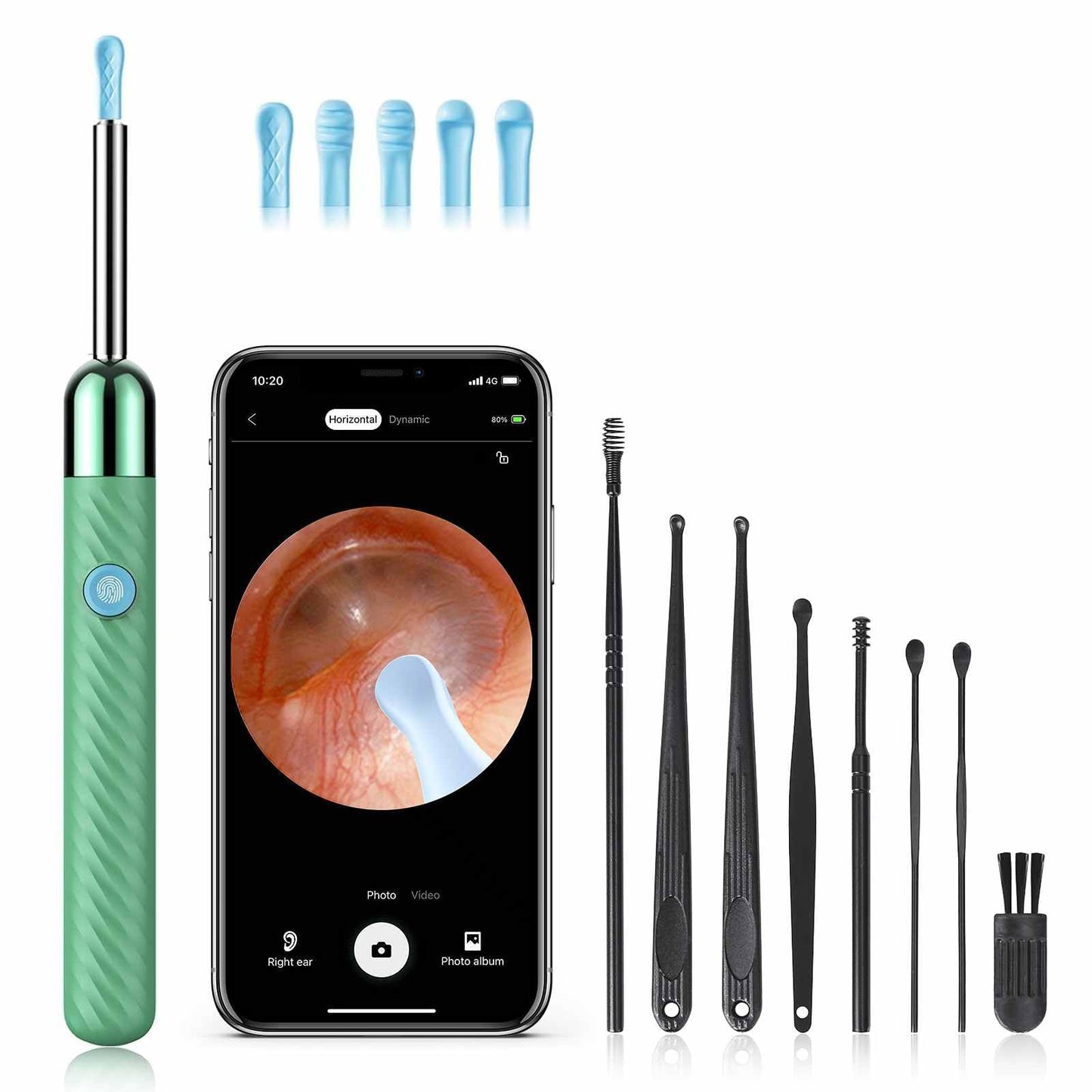 Ear Wax Removal - Earwax Remover Tool with 8 Pcs Ear Set - Ear Canal Cleaner with 1080P Camera - FSA HSA Eligible - Ear Cleaning Kit with 6 Ear Spoon - Ear Camera for iOS & Android