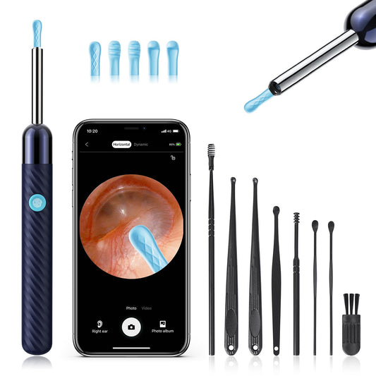 Ear Wax Removal - Earwax Remover Tool with 8 Pcs Ear Set - Ear Canal Cleaner with 1080P Camera - FSA HSA Eligible - Ear Cleaning Kit with 6 Ear Spoon - Ear Camera for iOS & Android