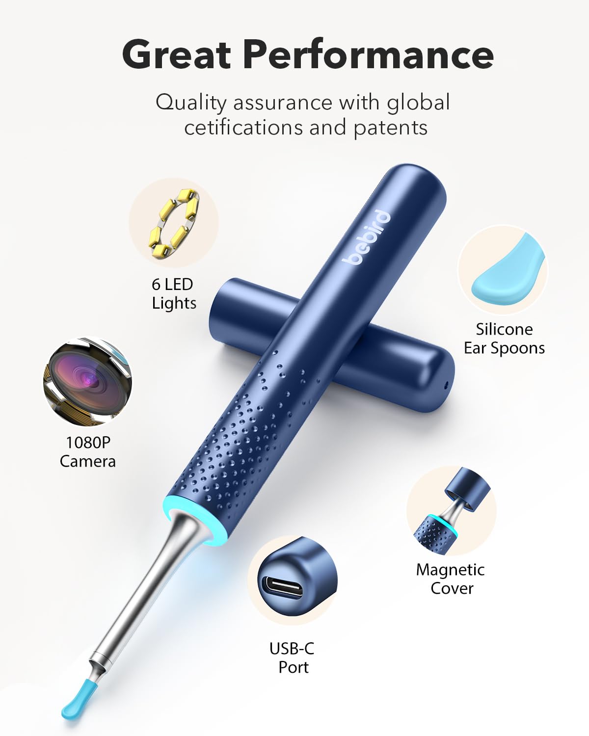 Bebird M9 Ear Care Wax Removal Tool Camera Cleaning Kit- Wireless Cleaner Ear Viewing Scope OTO-Scope with Camera & Light