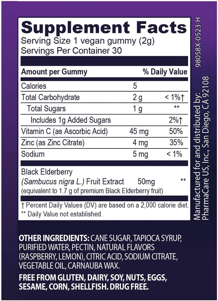 Sambucol Black Elderberry Gummies - Elderberry with Zinc and Vitamin C for Adults, Sambucus Elderberry Gummies, Immune Support Gummies - 30 Count - Concordia Style Boutique