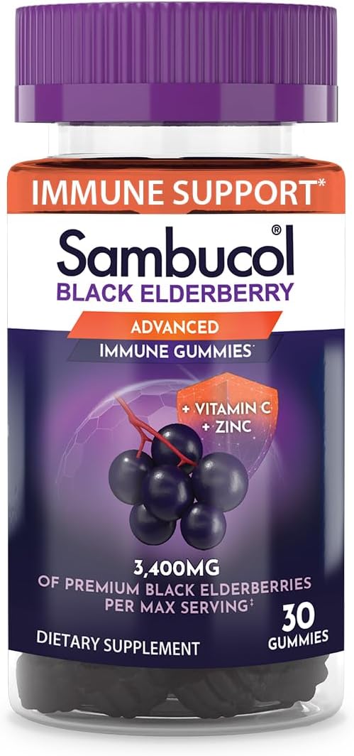 Sambucol Black Elderberry Gummies - Elderberry with Zinc and Vitamin C for Adults, Sambucus Elderberry Gummies, Immune Support Gummies - 30 Count - Concordia Style Boutique