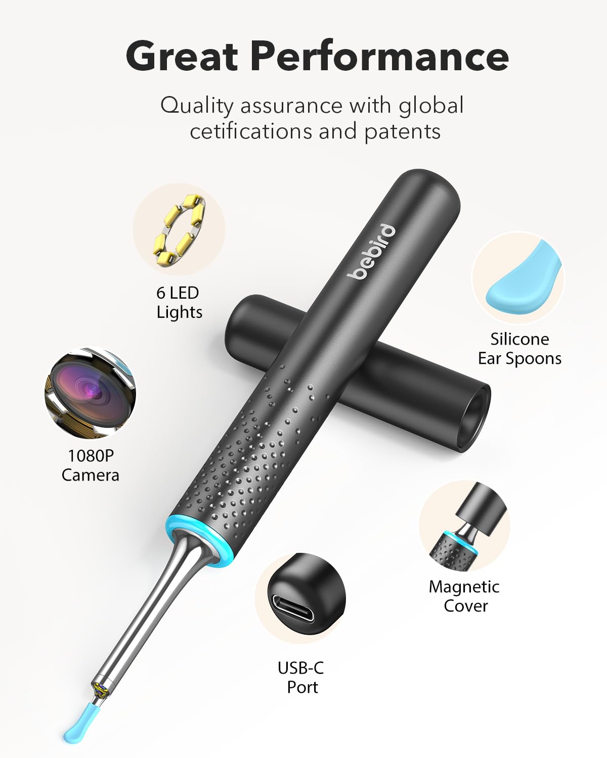 Bebird M9 Ear Care Wax Removal Tool Camera Cleaning Kit- Wireless Cleaner Ear Viewing Scope OTO-Scope with Camera & Light